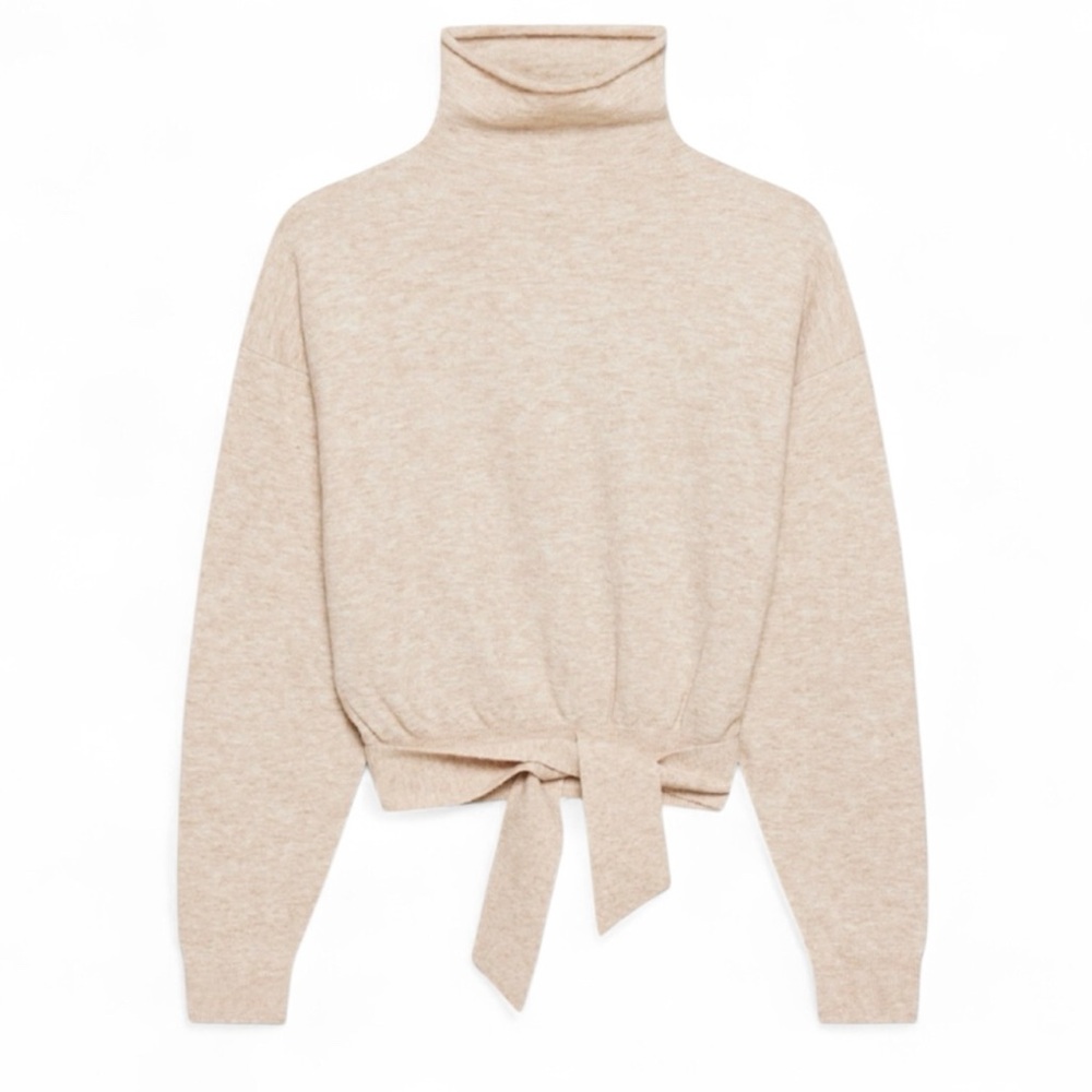 Wilfred Lorin Sweater Oatmeal Lorin Tie Sweater Wool Alpaca Small Aritzia Cream